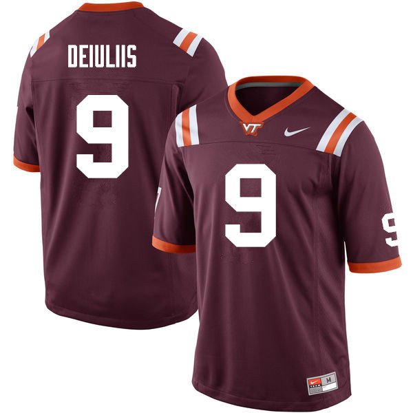 Men #9 Drake DeIuliis Virginia Tech Hokies College Football Jerseys Sale-Maroon